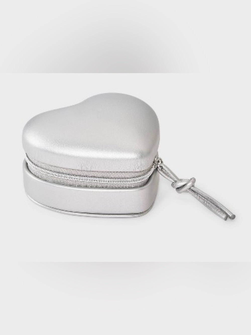 a new day Silver Heart Shaped Zipper Closure Travel Jewlery Case